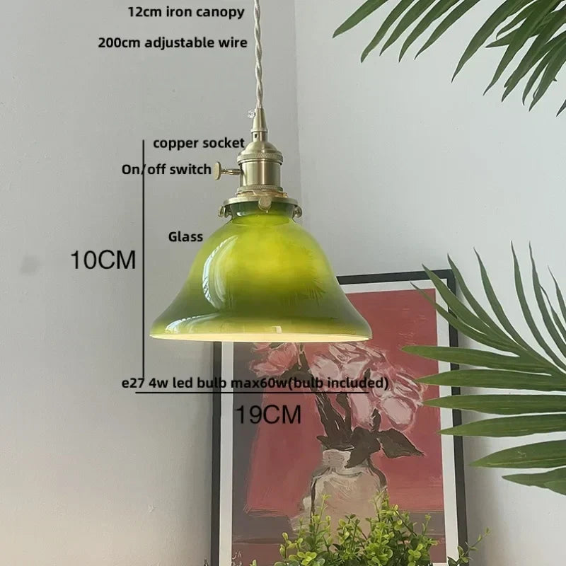 DecorBites™ Green LED Pendant Lights E27 Knob Switch Kitchen Living Room Hanging Lamps