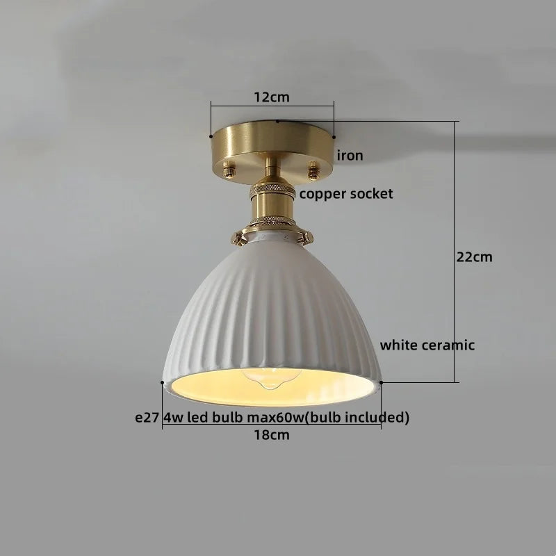 DecorBites™ Ceramic LED Ceiling Light Modern White Porch Balcony Luminaria