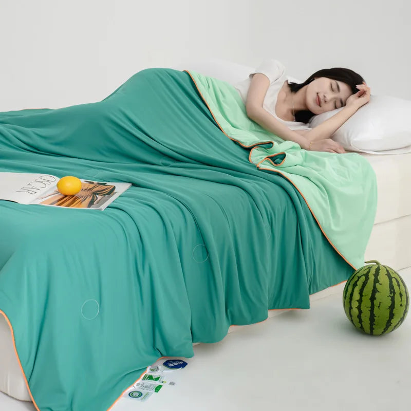 DecorBites™ Cool Fibre Summer Quilt: Soft, Breathable & Machine Washable Light Blanket