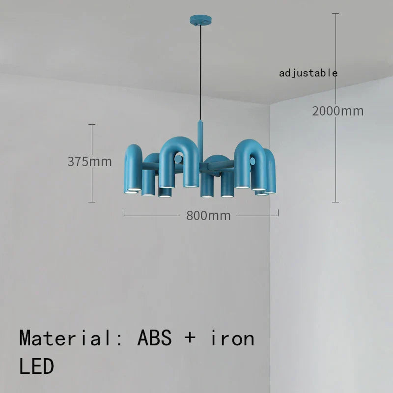 DecorBites™ Art Deco Metal Chandelier in Black, Orange, and Gray - Adjustable Cord - Dining Room, Foyer, Bedroom Lighting