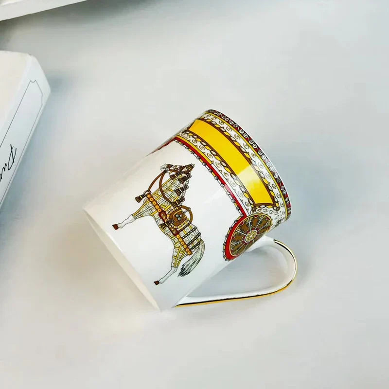 DecorBites™ Bone Porcelain Coffee Mug Cup Saucer Set for Dining Table Tea Fruits Juice