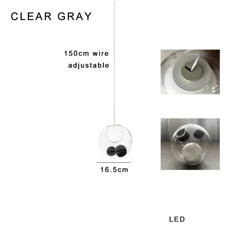 DecorBites™ Colorful Balls Chandelier: Modern Dimmable Rectangle Dining Room & Bedside Hanging Lamp