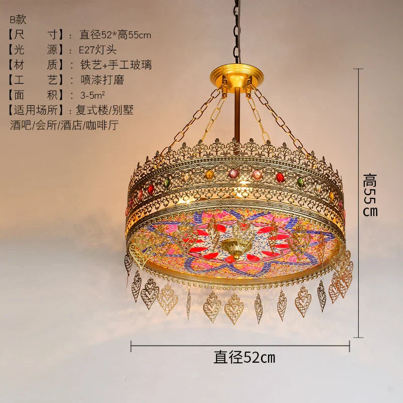 DecorBites™ Bohemian Exotic Stained Glass Pendant Lights LED E27 for Home Decor & Dining
