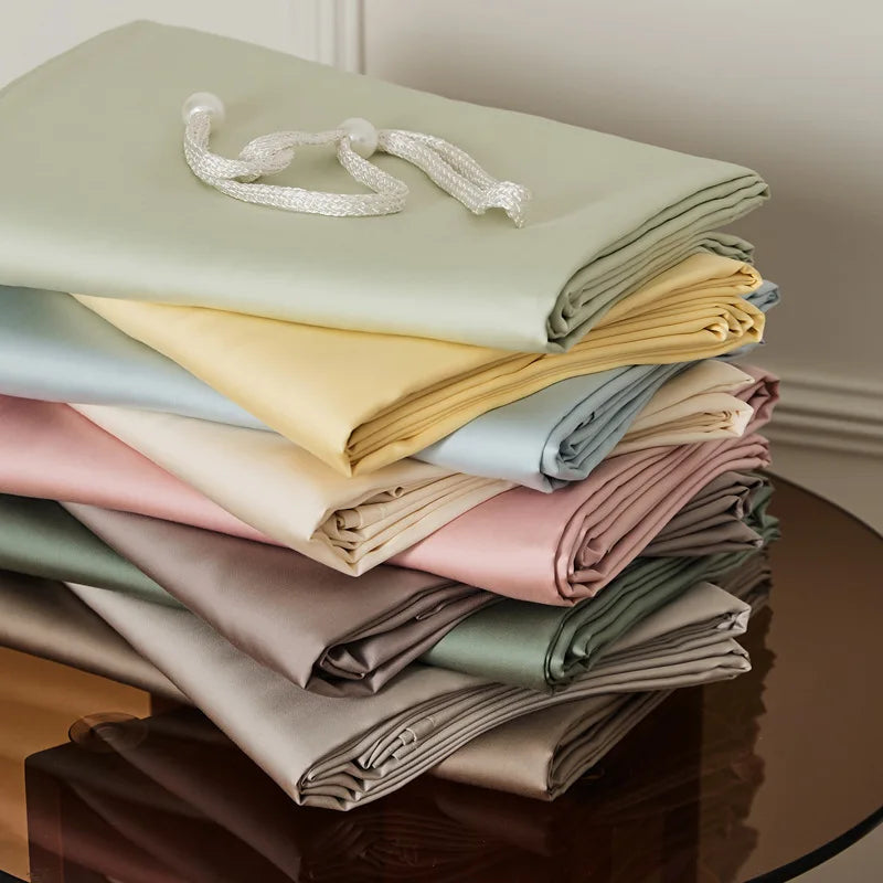 DecorBites™ Double Layer Satin Queen Duvet Set Smooth & Cool Luxury Quilt Cover Pillowcases