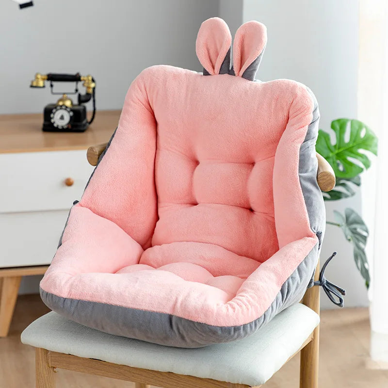 DecorBites™ Cartoon Velvet Chair Cushion with Back Support