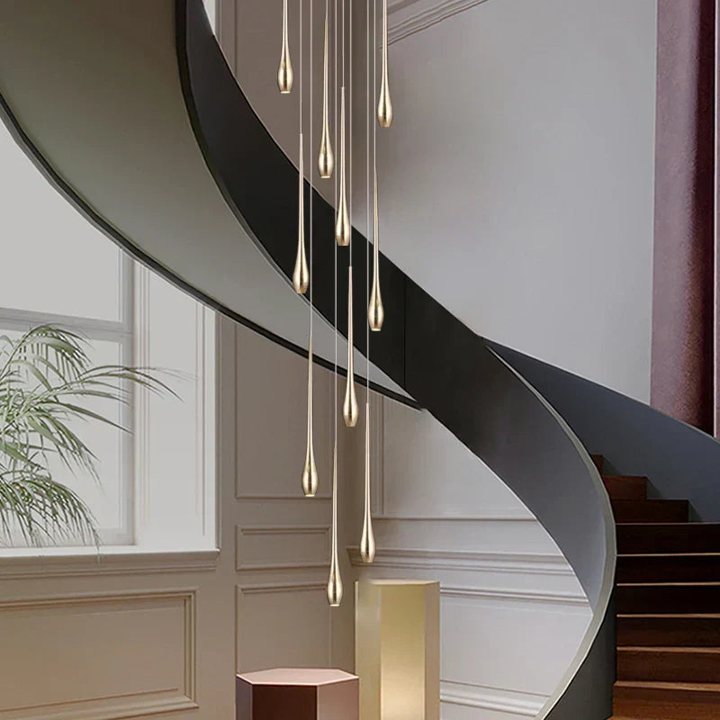 DecorBites™ Gold LED Chandelier for Duplex Villa Living Room and Staircase