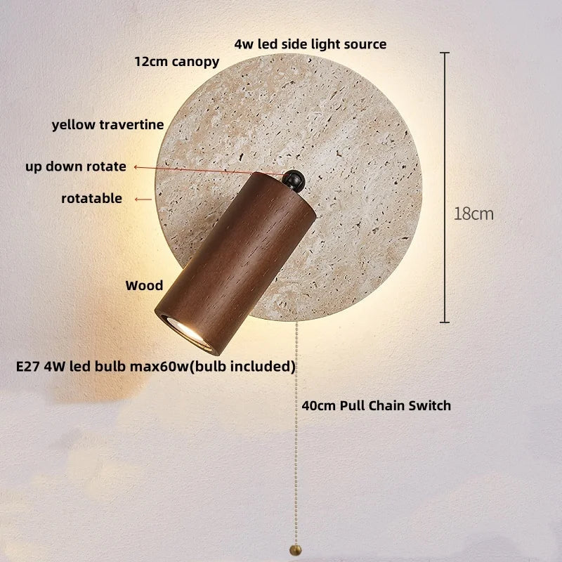 DecorBites™ Yellow Travertine LED Wall Sconce with Nordic Modern Glass Design