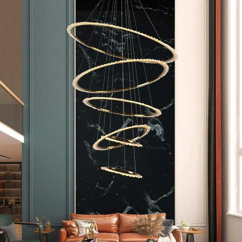 DecorBites™ Crystal Chandelier Stair Pendant Lamp for Modern Home Decoration & Living Room Lighting