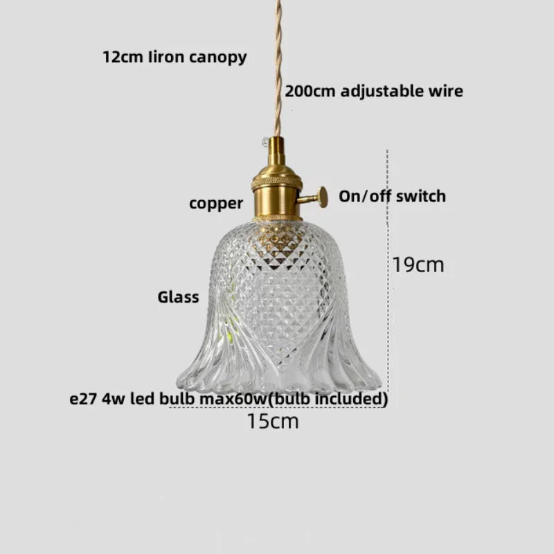 DecorBites™ Clear Glass Copper Pendant Lights Adjustable Modern Wire Nordic Vanity Light