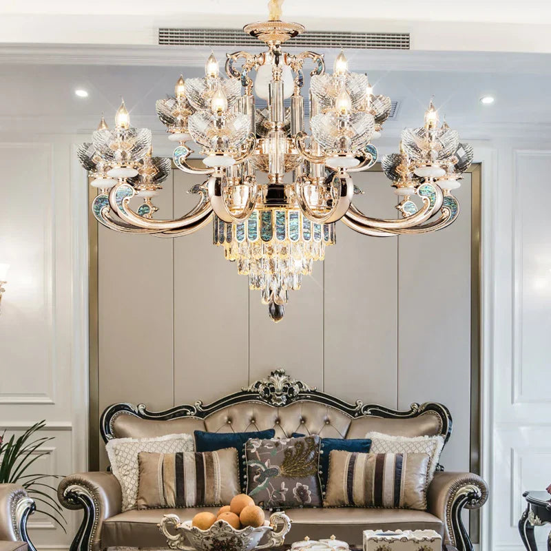 DecorBites™ Crystal Candle Chandelier: Modern European Living Room Lighting