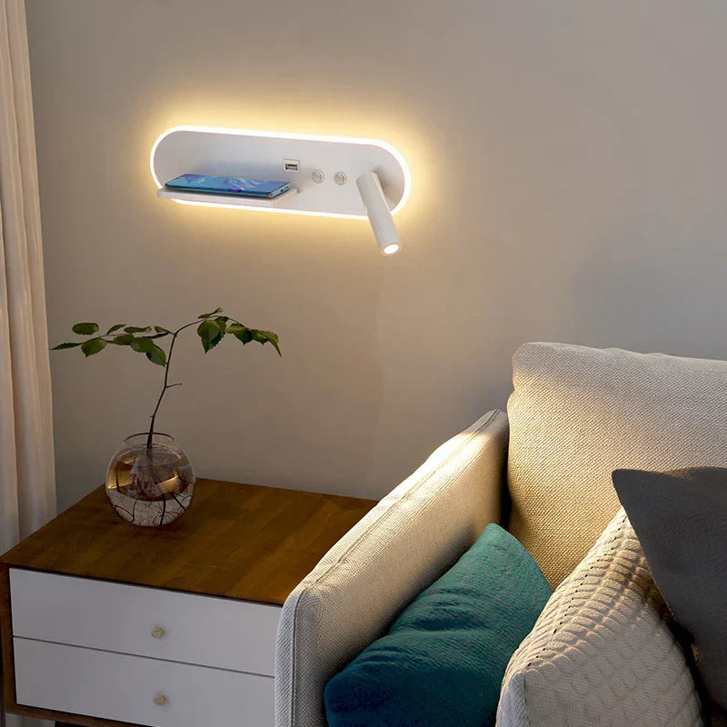 DecorBites™ Bedside Wall Lamps with Switch, USB Port, Wireless Charging for Home Bedroom