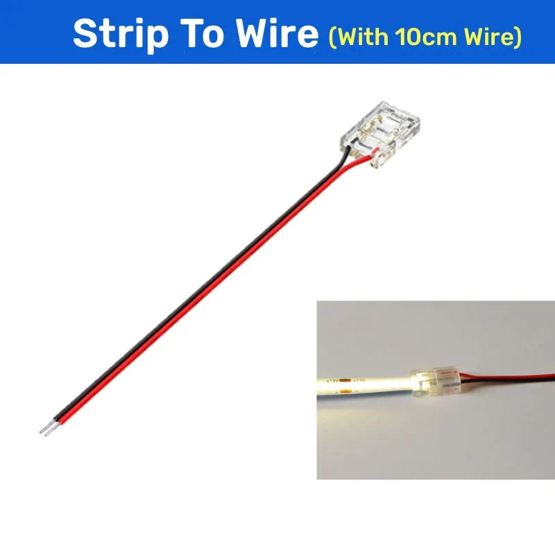 DecorBites™ 2-Pin COB LED Strip Connectors for 2835 5050 SMD Tape Light, 90° Angle Fixed Clip