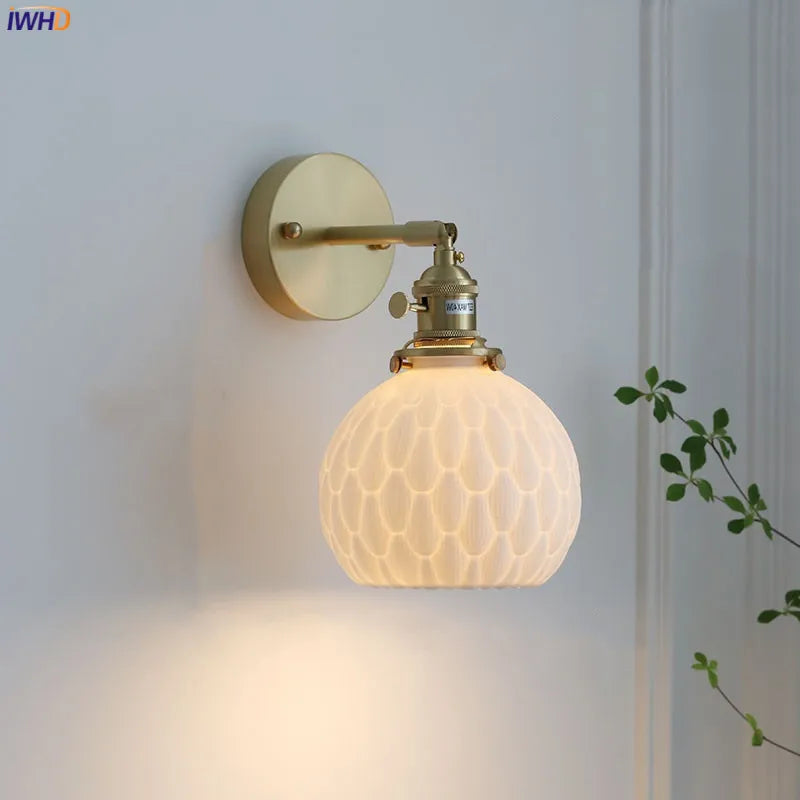 DecorBites™ Ceramic LED Wall Sconce: Modern Copper Indoor Luminaria for Bedroom, Mirror, Stairway