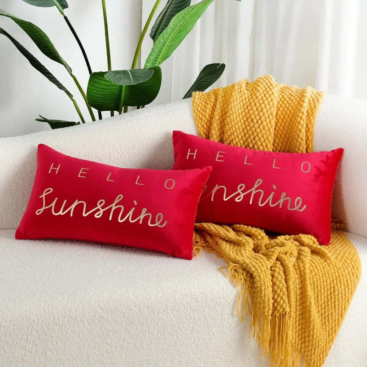 DecorBites™ Christmas Elk Pillowcase 45x45cm Farmhouse Red Letter Design