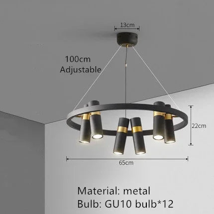DecorBites™ Black Metal Circle LED Pendant Light for Living room, Dining, Kitchen, Bar Decor