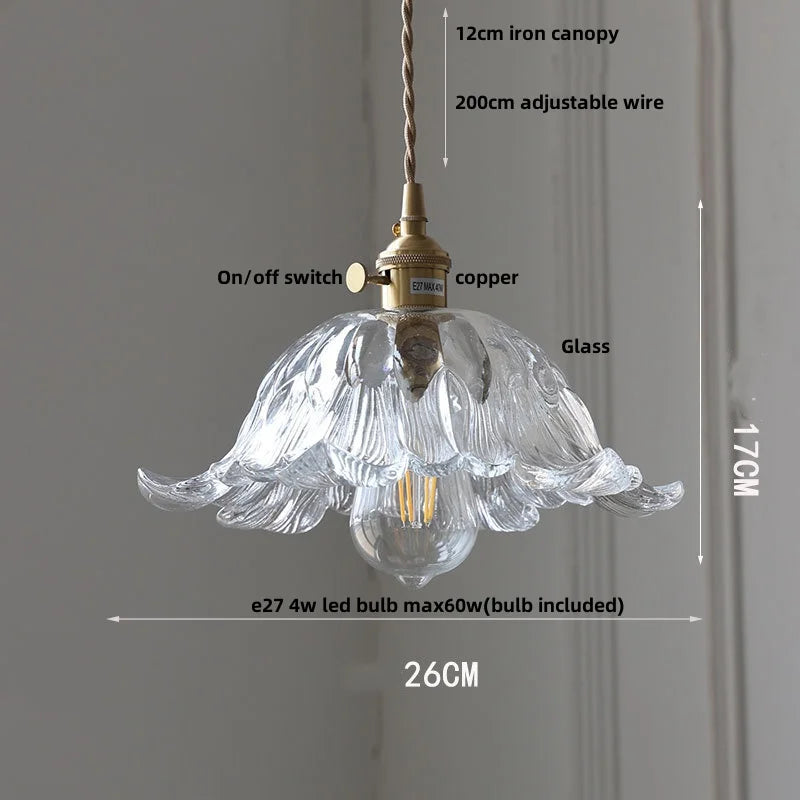 DecorBites™ Green Glass LED Pendant Light: Nordic Modern Hanging Lamp for Bedroom Dining Room
