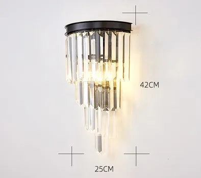DecorBites™ Black Gold Crystal Wall Lights Modern LED Sconce for Bedroom Living Room