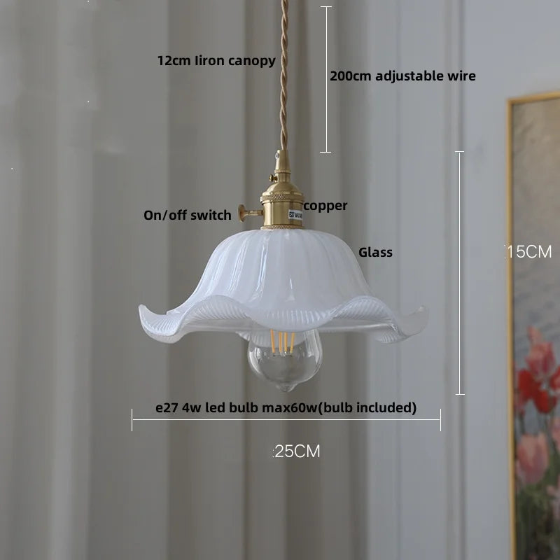 DecorBites™ White Glass LED Pendant Lights with Walnut Wood Details