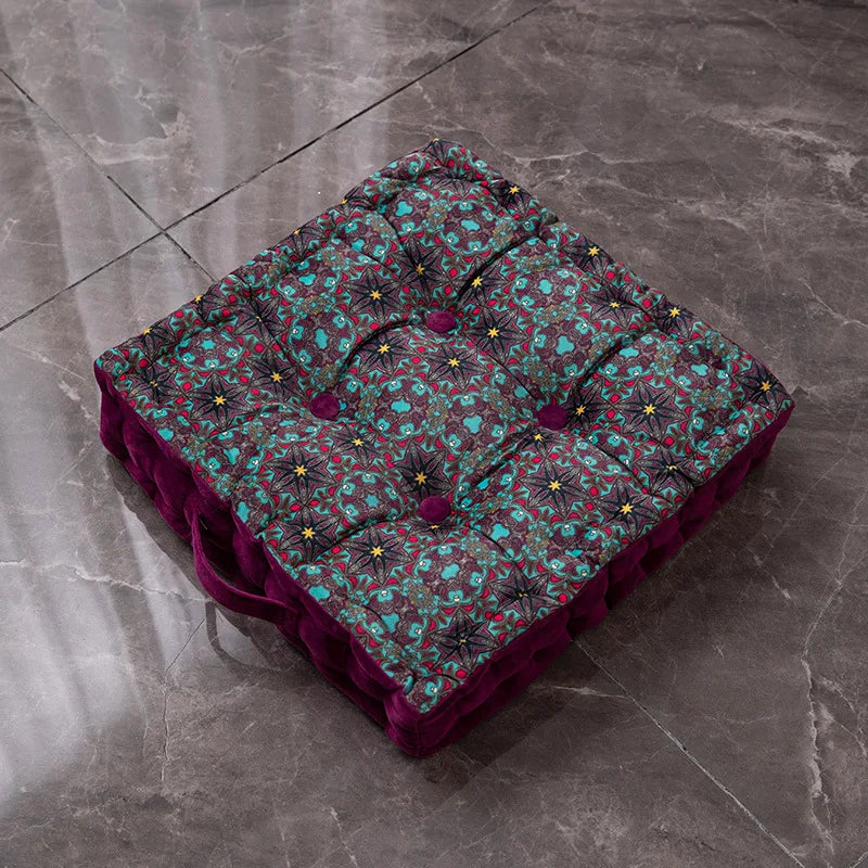 DecorBites™ Bohemian Mandala Velvet Floor Cushion for Reading Nook and Party Decor