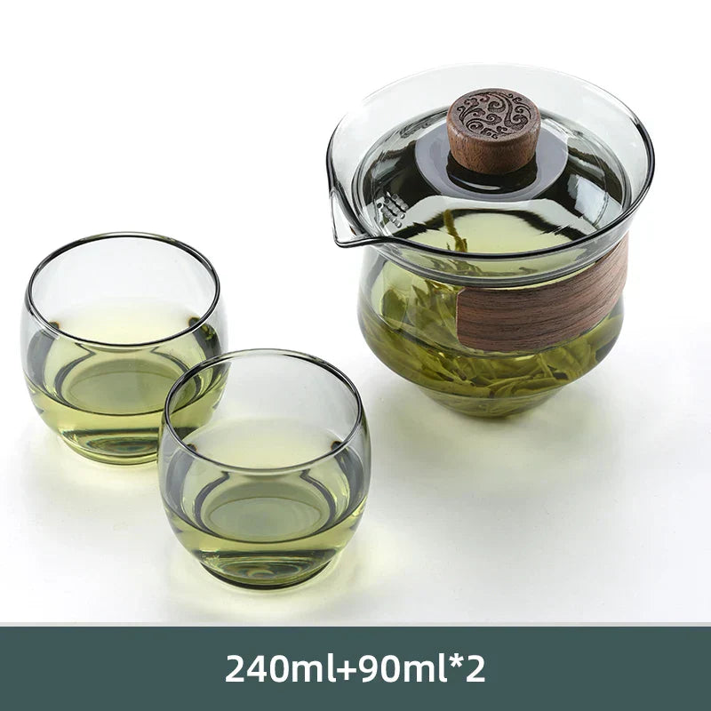 DecorBites™ Glass Tureen Teapot Cover Bowl Puer Oolong Kung Fu Tea Set