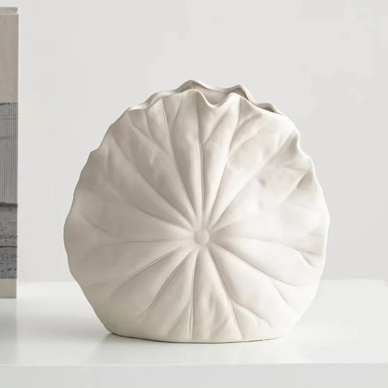 DecorBites™ Lotus Leaf Ceramic Vase for Floral Arrangement and Room Decoration