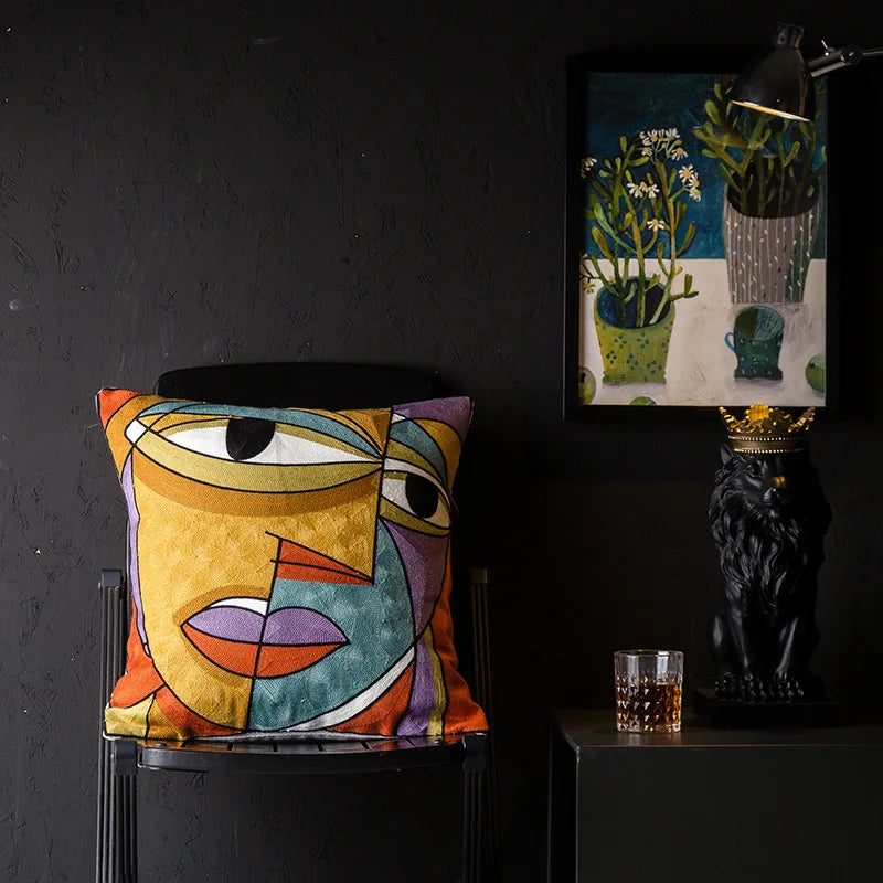 DecorBites™ Christmas Picasso Style Abstract Cushion Cover for Living Room Sofa and Bed
