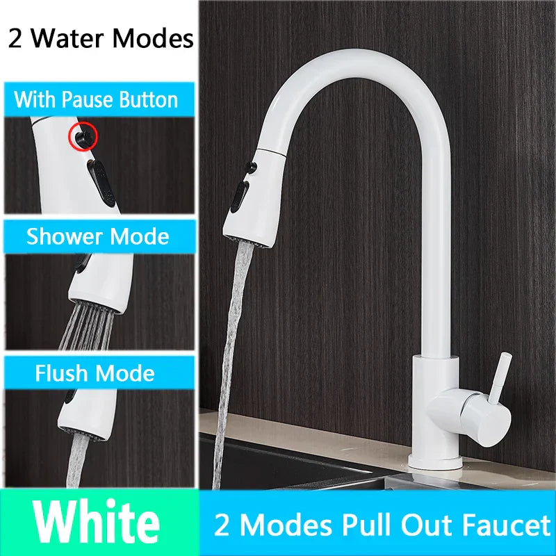DecorBites™ Brushed Nickel Pull Out Kitchen Faucet with Flexible Stream Sprayer Head