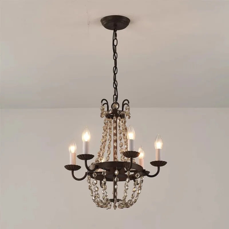 DecorBites™ Crystal Chandelier: Elegant Iron Art Pendant for Dining Room, Living Room, and More