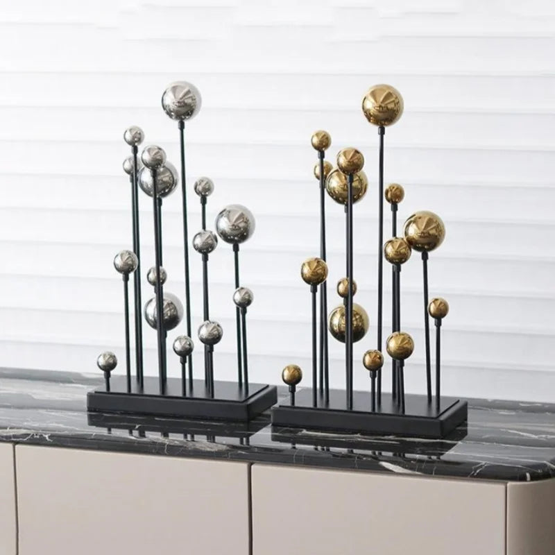 DecorBites™ Geometric Golden Ball Ornaments - Abstract Metal Decorations