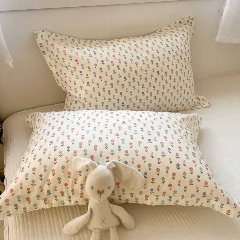 DecorBites™ Korean Floral Cotton Pillowcase 40x60cm, 48x74cm, 50x80cm, Home Cushion Cover