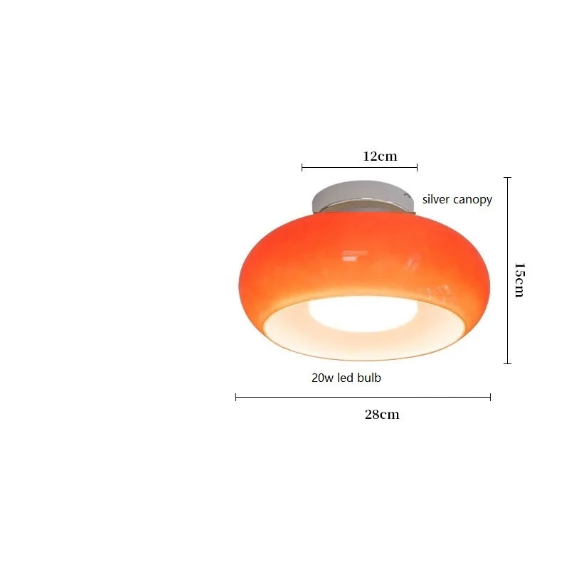DecorBites™ Copper Bauhaus LED Pendant Light - Orange Glass Fixture for Home Indoor Lighting