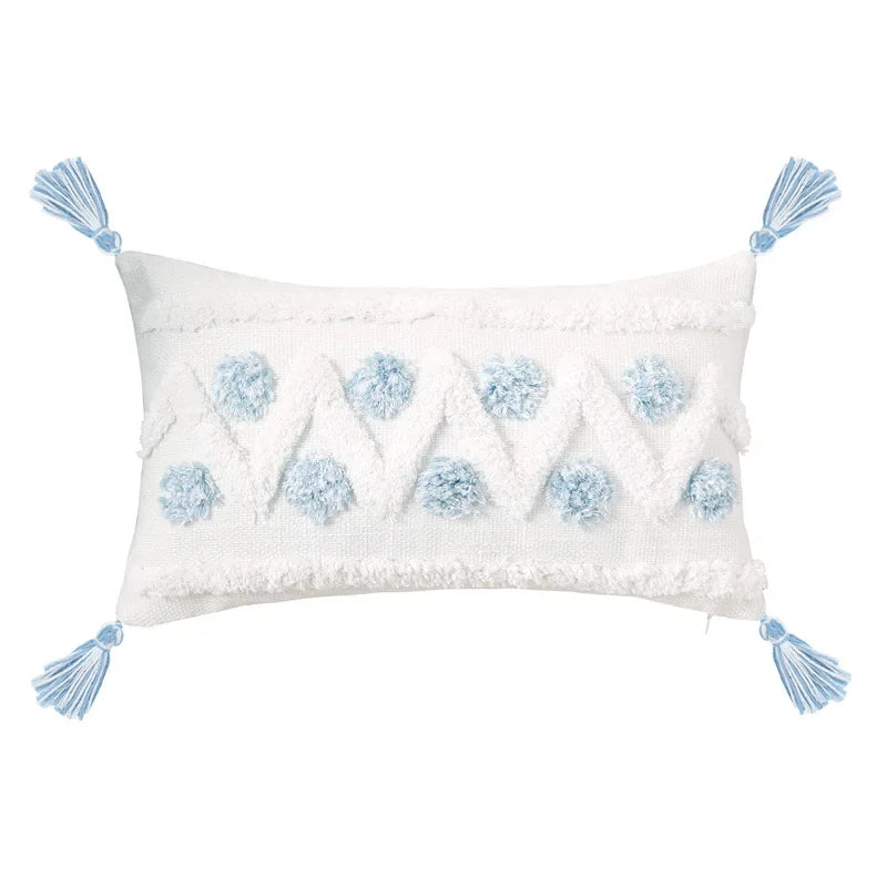 DecorBites™ Blue Geometric Tufted Long Waist Pillowcase Set, 30x100cm