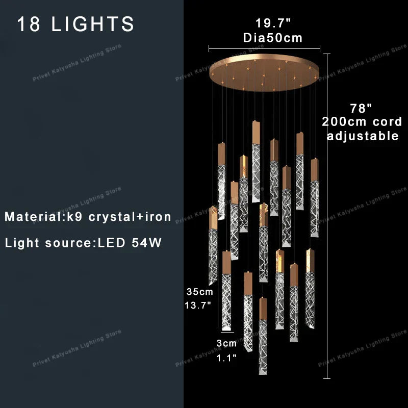 DecorBites™ Crystal Ceiling Pendant Lights - Adjustable, Elegant, Circular Design