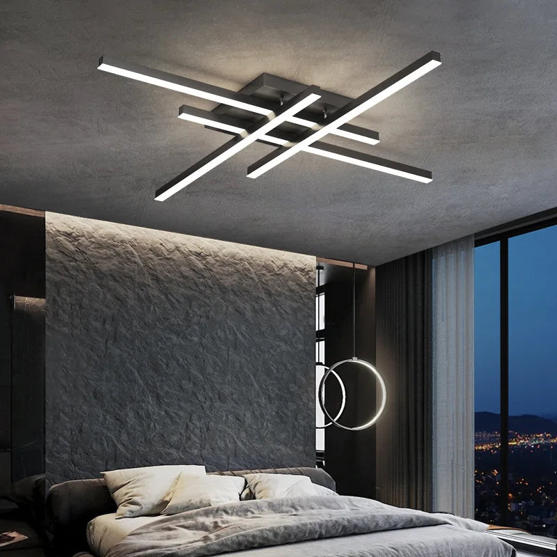 DecorBites™ Gold Black Acrylic LED Chandeliers: Elegant Indoor Lighting for Bedroom, Dining, Living Room