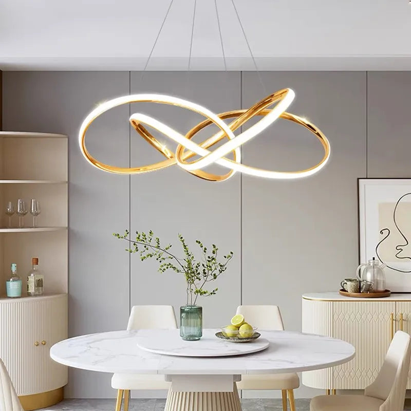 DecorBites™ Geometric Line LED Chandelier for Modern Home Deco, Living Room, Dining, Bar & Shop