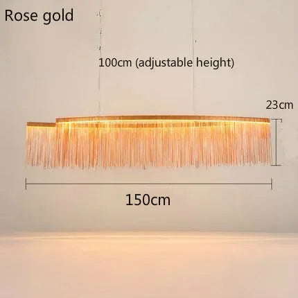 DecorBites™ Gold Chain Chandelier Pendant Light w/ Remote, Modern Tassel Design for Kitchen & Living Room