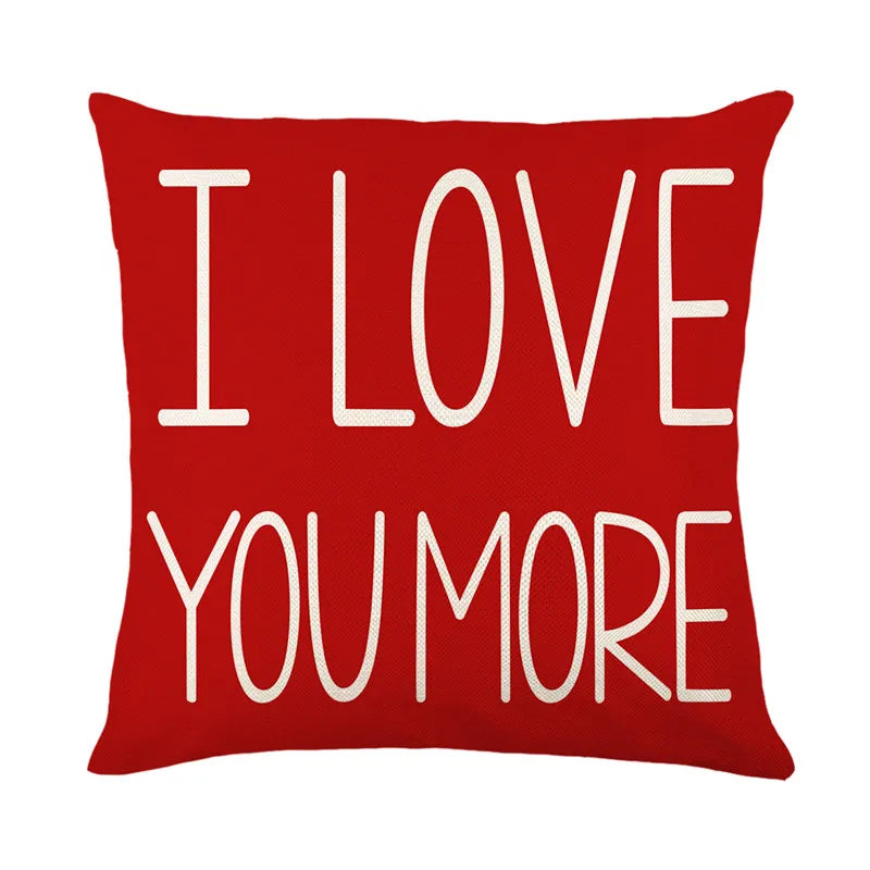 DecorBites™ Cartoon Cat Linen Pillowcase 45x45cm Couple Love Cushion Covers for Living Room