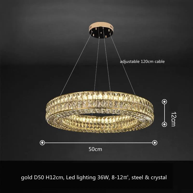 DecorBites™ Crystal LED Pendant Light: Luxury Steel Hanging Lamp for Modern Foyer, Dining Room