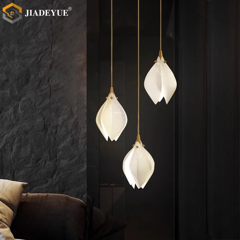 DecorBites™ Ceramic LED Staircase Pendant Light Two-Tone Adjustable for Living, Dining, Bedroom