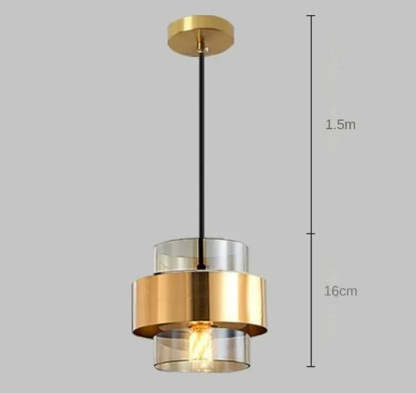 DecorBites™ Gold Wrought Iron Glass Shade Pendant Light for Restaurant Coffee Bar