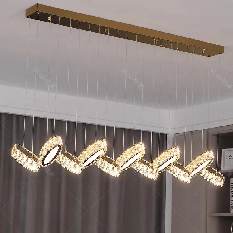 DecorBites™ Crystal Chandelier Stair Pendant Lamp Living Room Interior Lighting