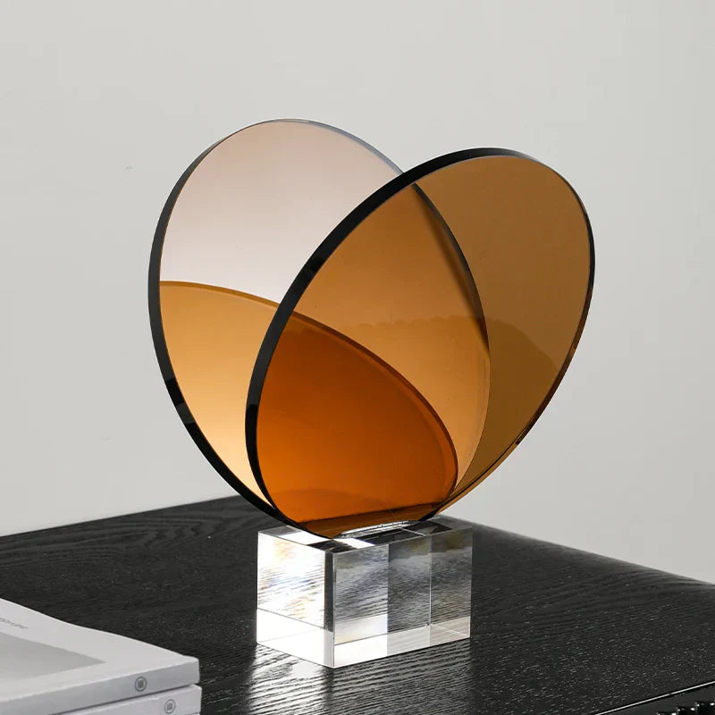 DecorBites™ Acrylic Crystal Bookshelf Magazine Rack Geometric Circular Ornaments Amber Figurines
