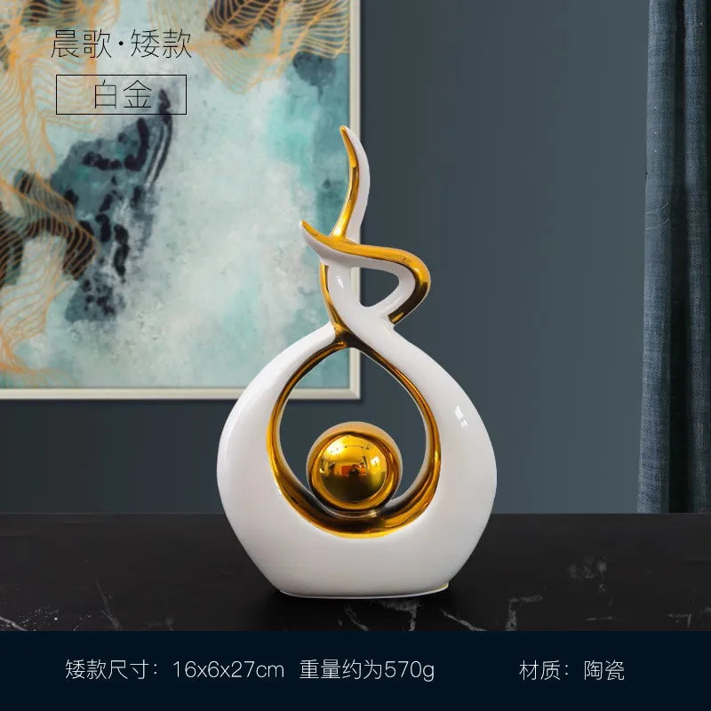DecorBites™ Ceramic Abstract Figurine Set for Elegant Home and Office Decor