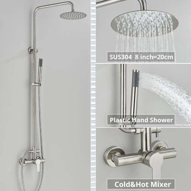 DecorBites™ Black Shower Faucet Set with Rainfall Shower Head and Wall Mounted Mixer Tap