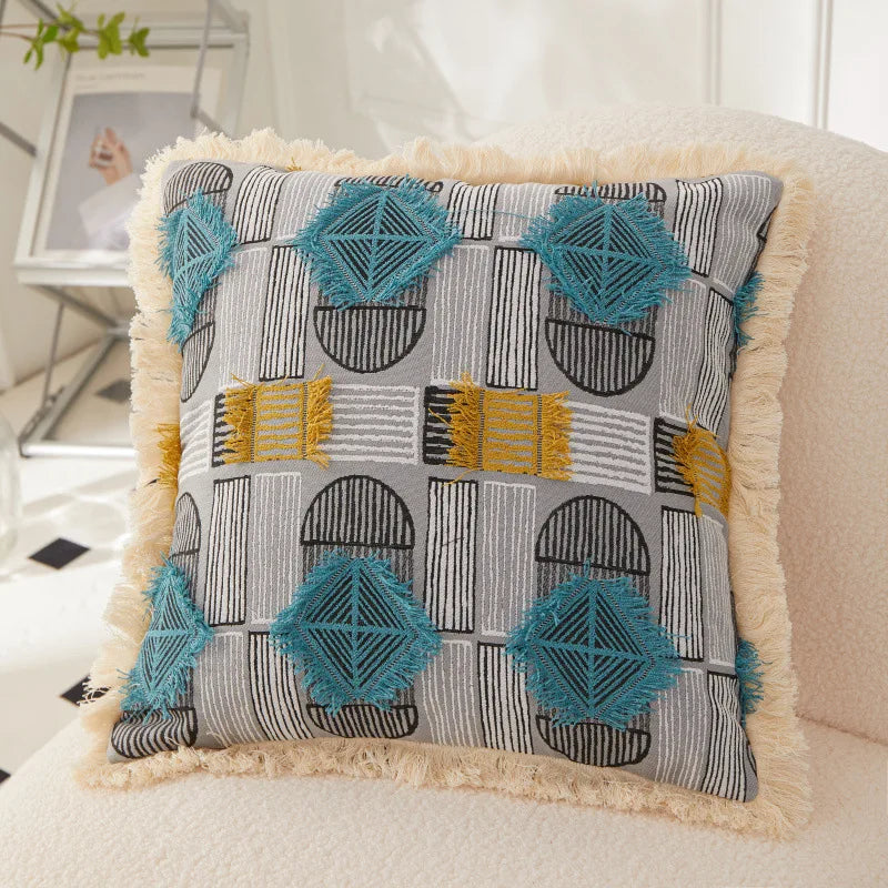 DecorBites™ Artistic 45x45 Handmade Cloth Cushion Cover Pillowcase Design