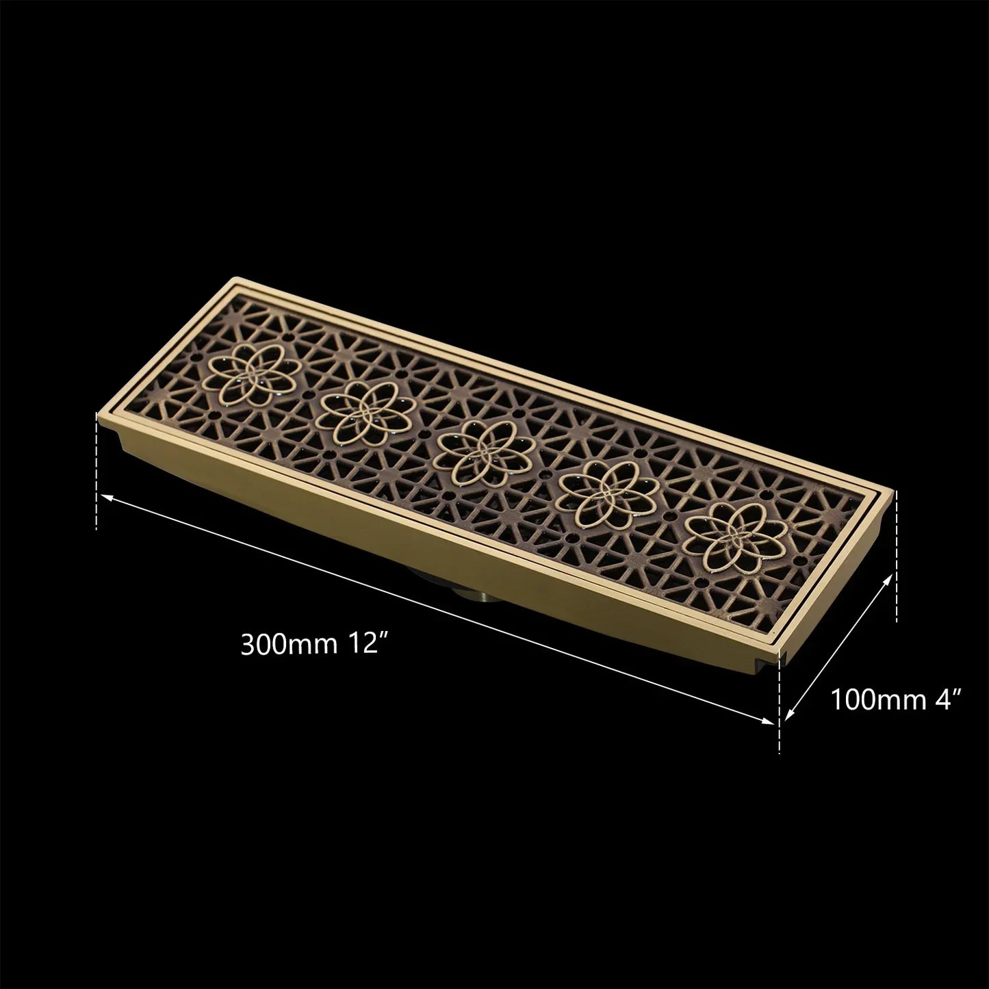 DecorBites™ Antique Brass Rectangle Bathroom Floor Drain Strainer - Deodorization Linear Design