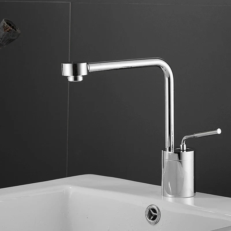 DecorBites™ Brushed Gold Kitchen and Bathroom Faucet Swivel Sink Water Crane, Hot Cold Basin Faucet