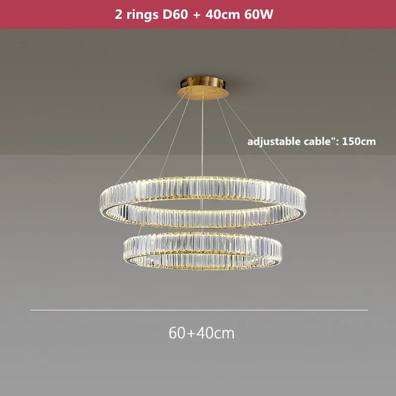 DecorBites™ Crystal LED Chandelier: Modern Steel Pendant Lighting for Luxurious Foyer Decor