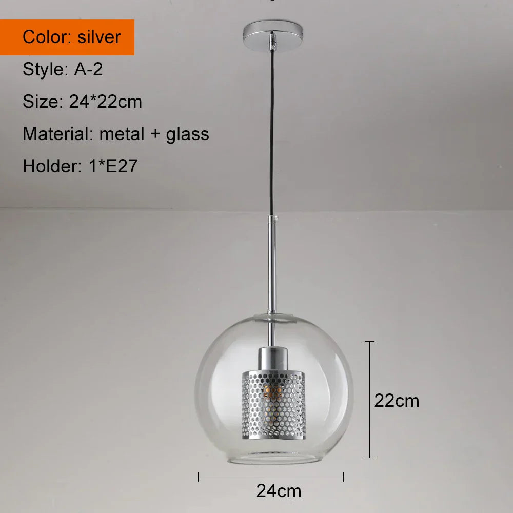DecorBites™ Ball Glass Pendant Light Modern Kitchen Dining Living Room Fixture
