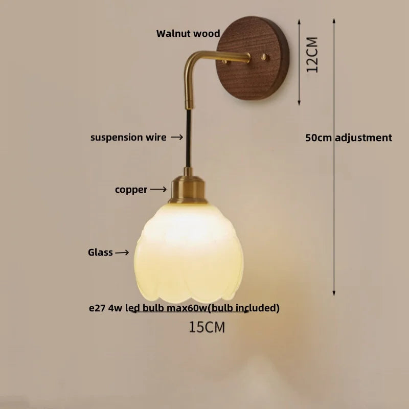 DecorBites™ Adjustable LED Wall Light Fixture with Ceramic Wood Base for Dining Room, Study, Bar